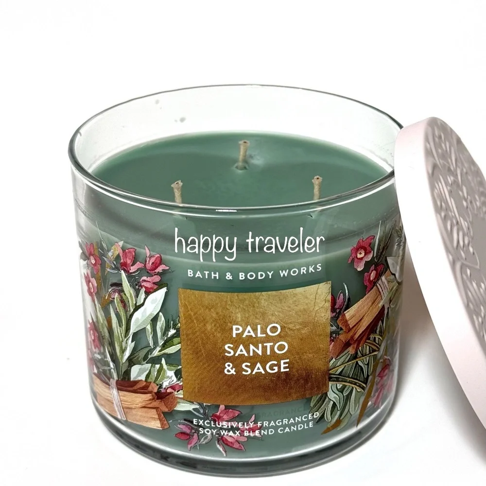 PALO SANTO & SAGE 3 Wick Candle - Picture 2 of 4